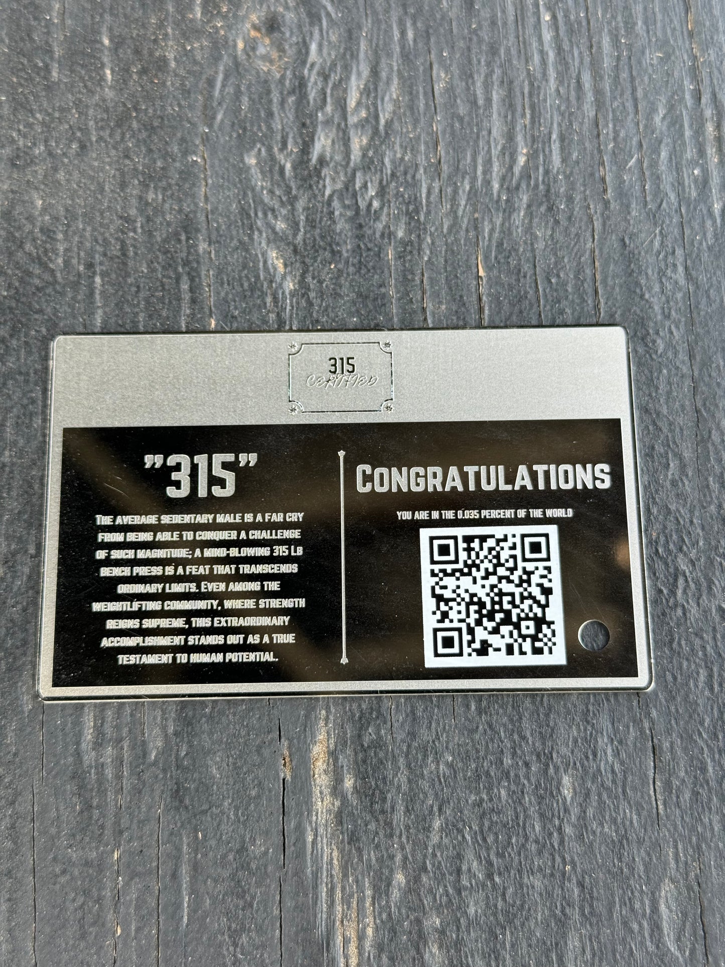 315 Certification Card